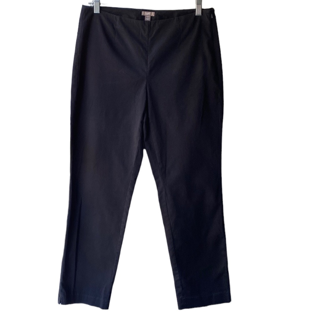 J. Jill Black Ankle Pants Flat Front Side Zipper Size 6 Stretch
